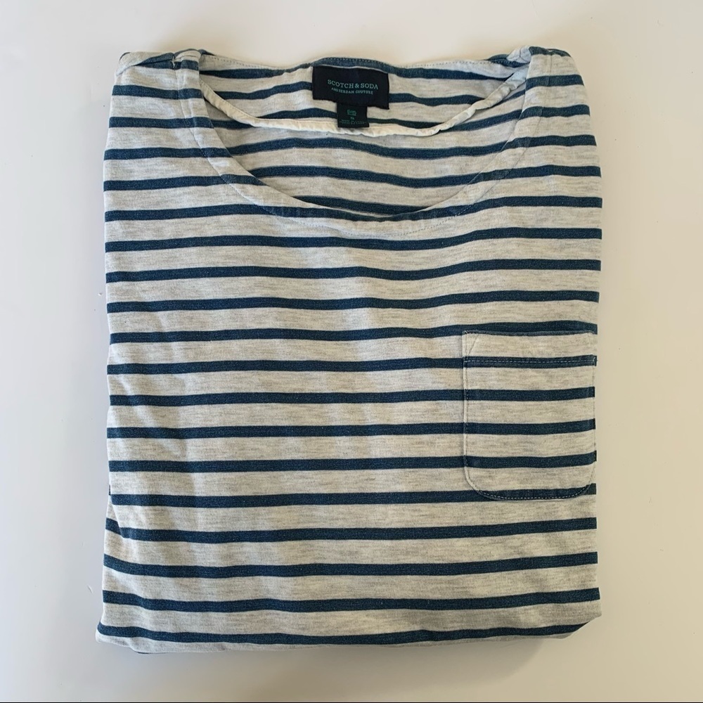Scotch and Soda Blue Striped Long Sleeve Size Small